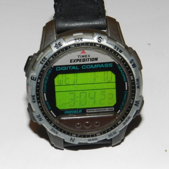 Vintage Timex Expedition Digital Compass Watch Men Black Strap Band New Battery - Picture 9 of 14